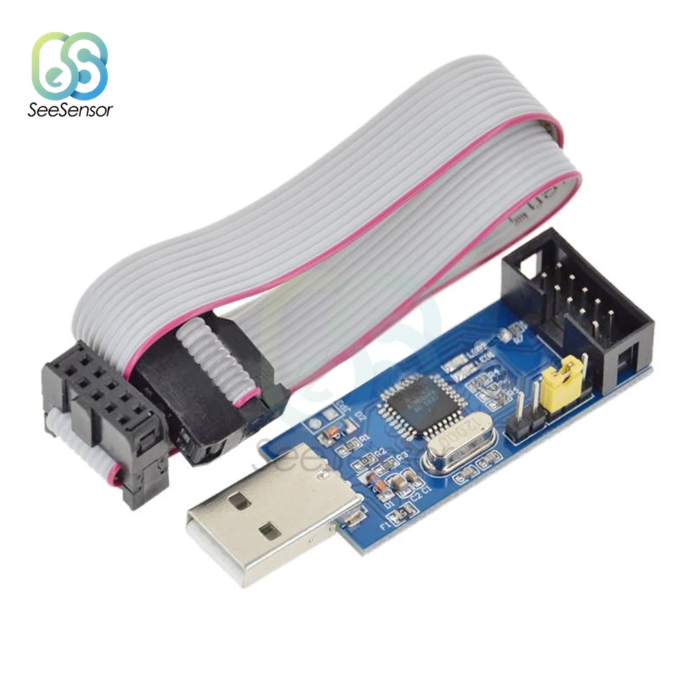 USBASP USBISP AVR программатор загрузчик USB ISP ASP ATMEGA8 ATMEGA128 Поддержка Win7 64 с кабелем для