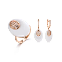 2021 trend fashion ceramic jewelry set for women rhinestone earrings ceramic rings set for women