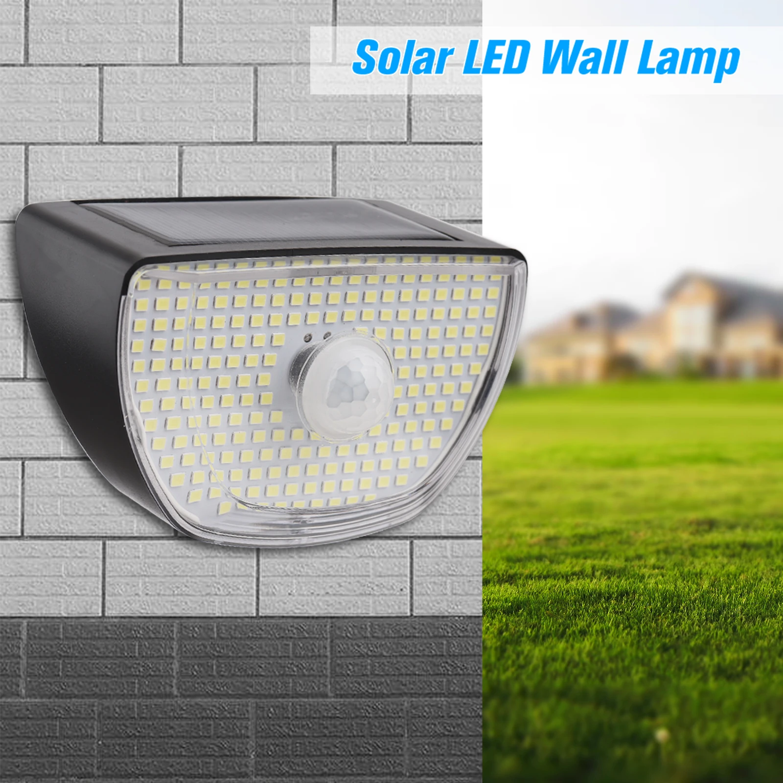 

200LED Solar Powered LED Wall Light PIR Motion Sensor Lights Outdoor Waterproof Garden Lamp Night Light 3 Light Modes for Garden