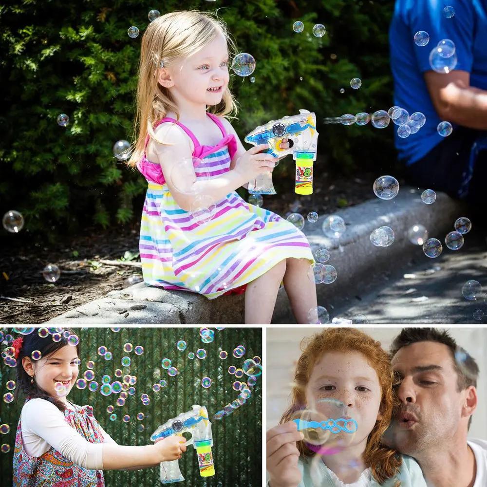 

Electric Bubble Wand Lighted Playing Automatic Bubble Maker Children with 2 Bubble Liquid (Yellow)