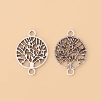 50pcslot tibetan silver life tree round connector charms for bracelet jewelry making accessories