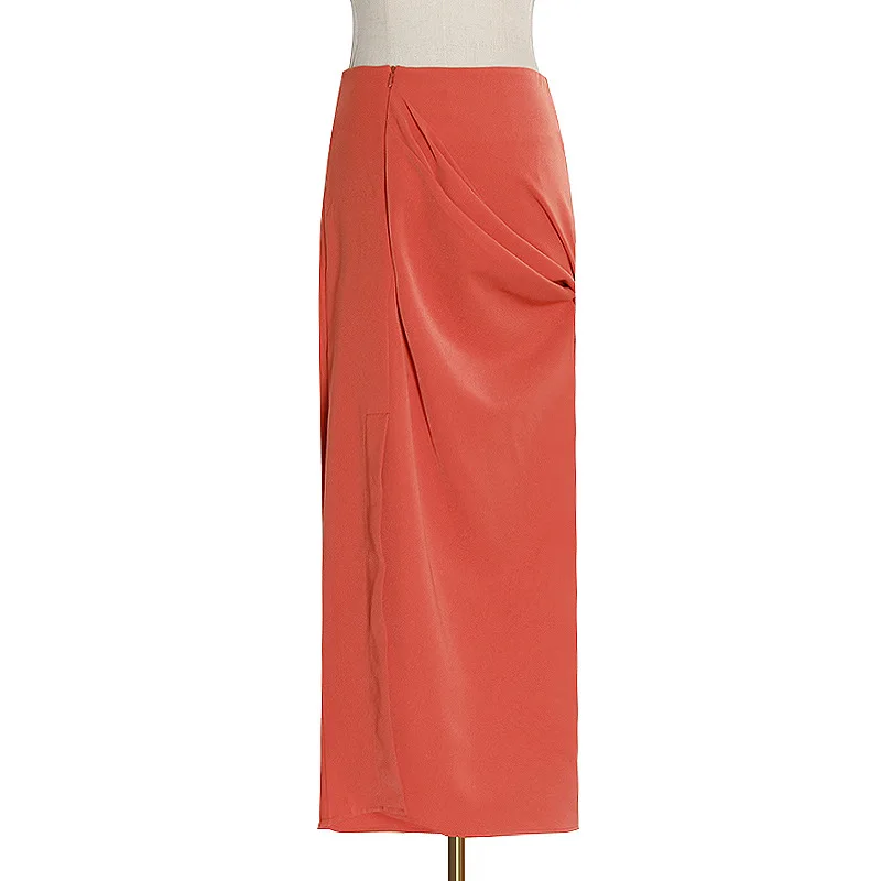 

Design summer new fashion high waist temperament sexy pleated skirt long waist hip skirt women