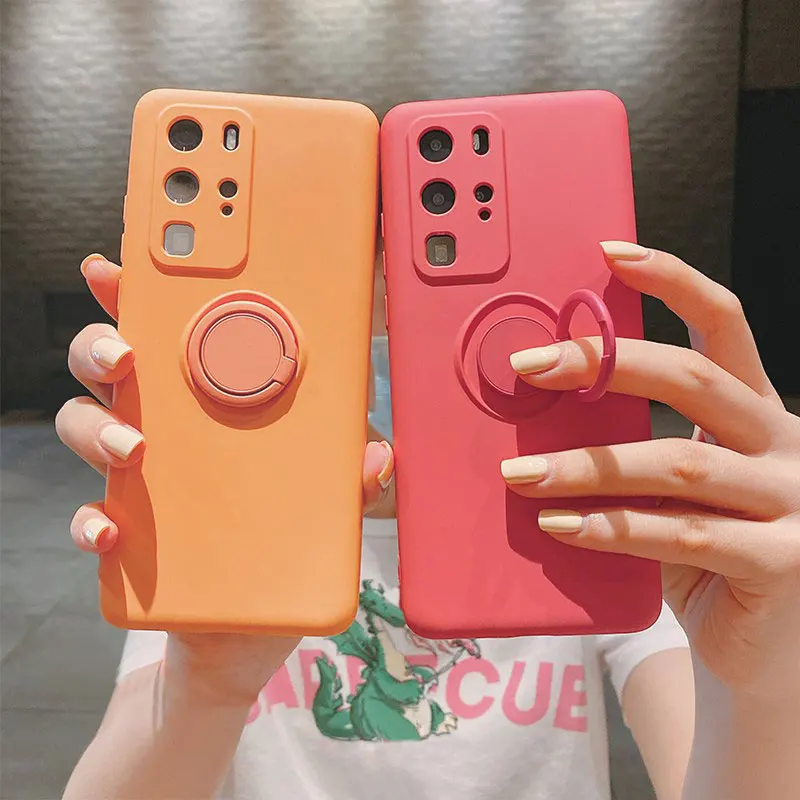 

Luxury Silicone Magnetic Holder Phone Case On Samsung Galaxy S21 S20 S10 E S9 S8 Note 20 10 Plus Stand Ring Bracket Cover Bumper