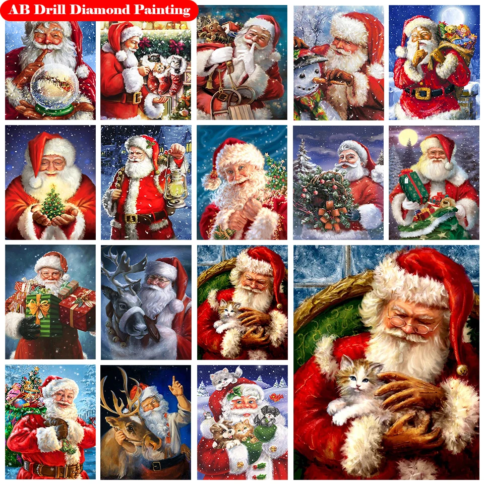 

Алмазная вышивка квадратной/круглой формы AB, большой размер, Рождественский Декор, алмазная живопись, снежные животные, кошка, Алмазная моз...