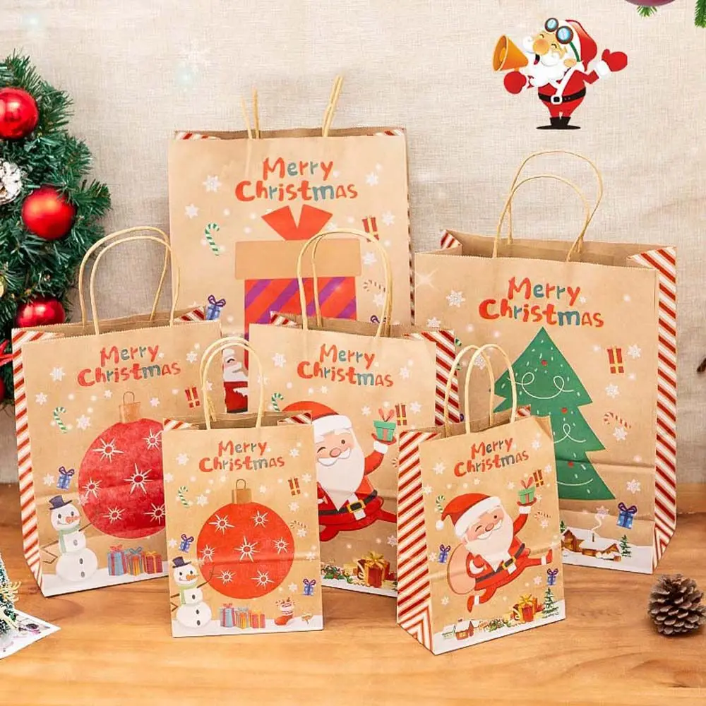 

Большие Рождественские бумажные подарочные пакеты с рисунком рождественской елки 2022 Новогодний подарок конфеты одежда Упаковочные пакеты...