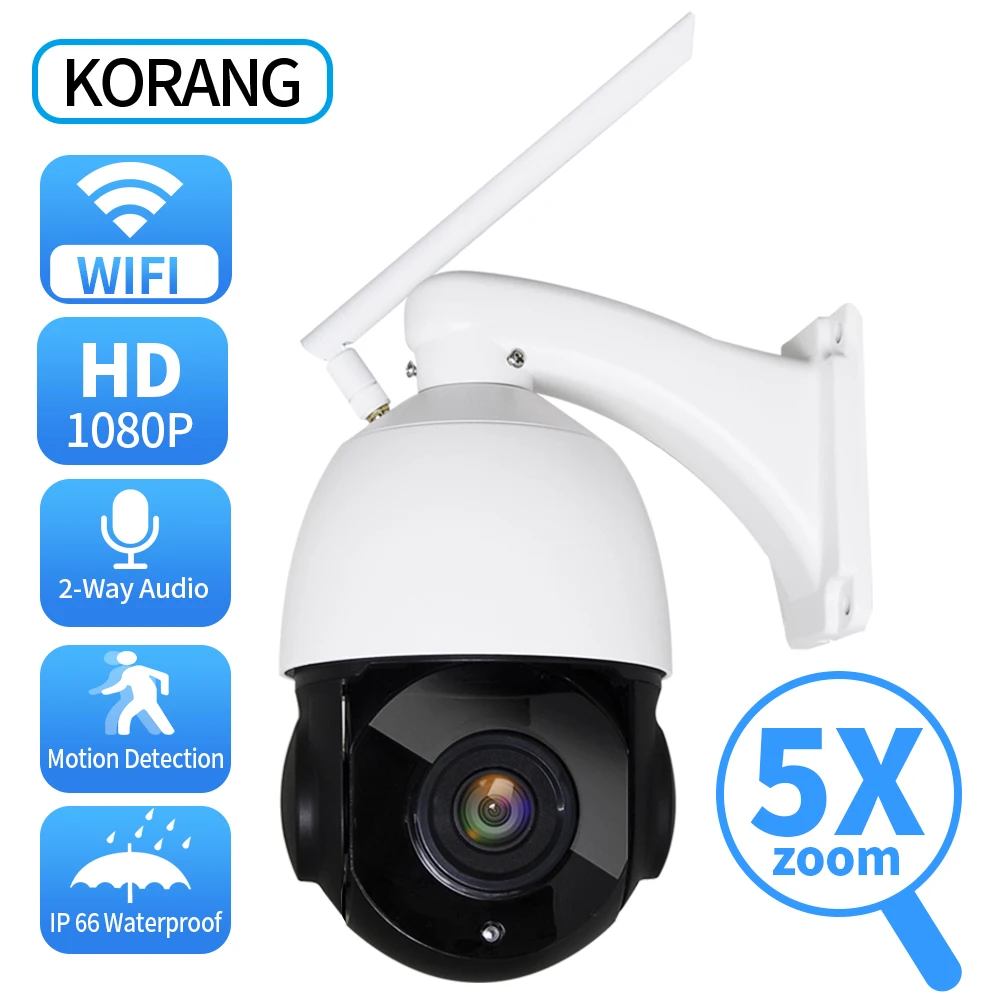 

IP-камера KORANG, беспроводная, 1080P, 2 Мп, зум 5x, PTZ
