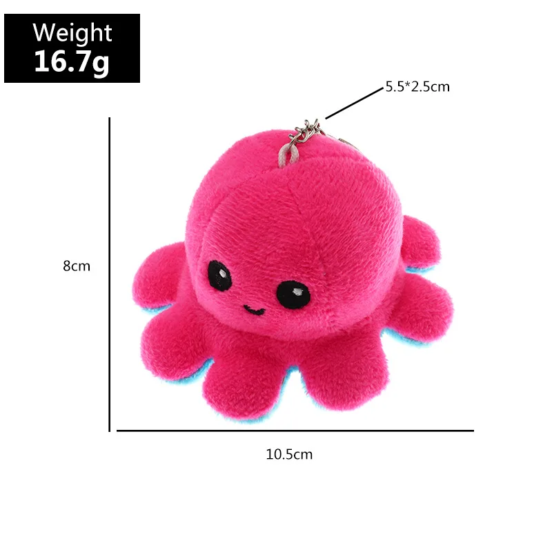 

Colorful Octopus Keychain Fashion Stuffed Two Sides Octopus Keychain and Turn Over Bag Pendant Plush Animal Keychains Accessorie