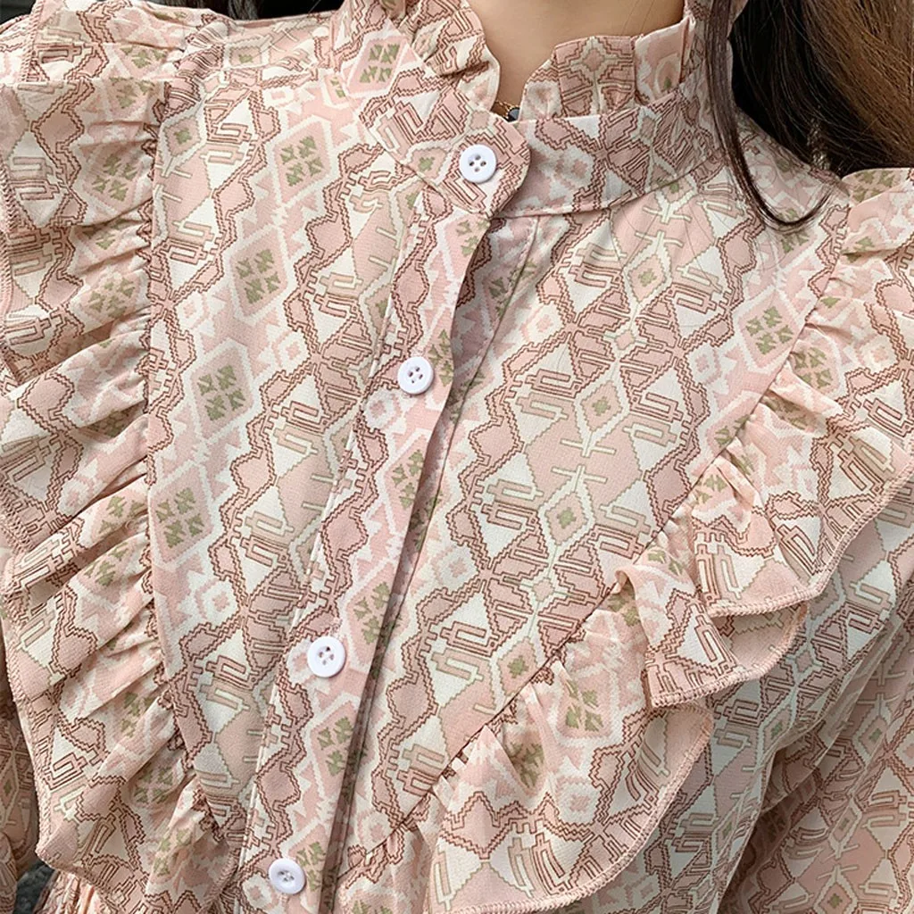 SAGACE платья с принтом элегантное женское пляжное платье длинным рукавом и v