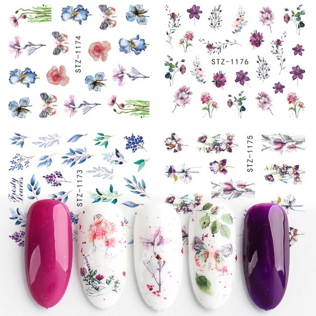 

Water Nail Decals Summer Dried Flowers Leafs Designs Nail Stickers Decoration For Nail Tips Beauty