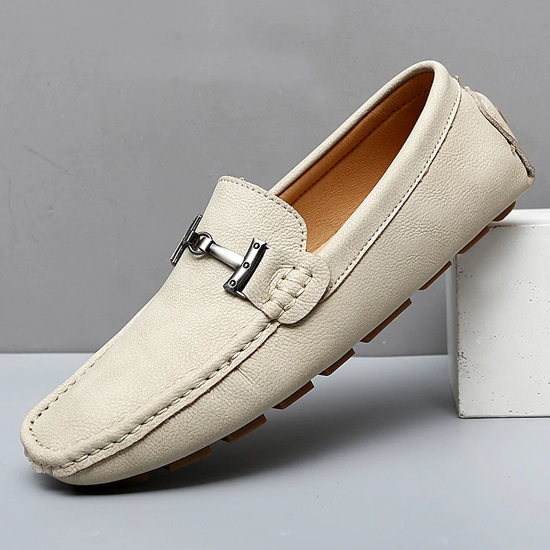 

Man First Cowhide New Fashion Casual Shoes Hombre Geniune Leather Trendy Loafer Moccasins Male Leisure Comfy Soft Driving Shoes