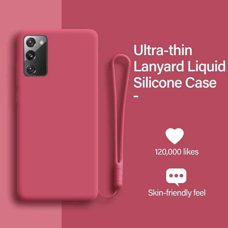 

Ultra-thin Lanyard Liquid Silicone Phone Case For Samsung Galaxy S23 S22 S21 S20 S10 FE S9 Note 20 10 9 Plus Luxury Soft Cover