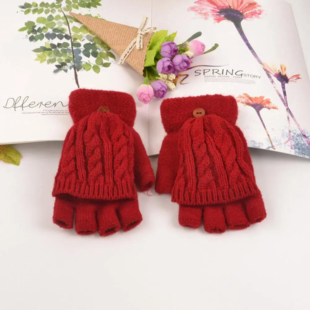 

Перчатки без пальцев женские, полуперчатки с закрытыми пальцами, шерстяные теплые искусственные вязаные утепленные митенки, 1 пара, Z4K5