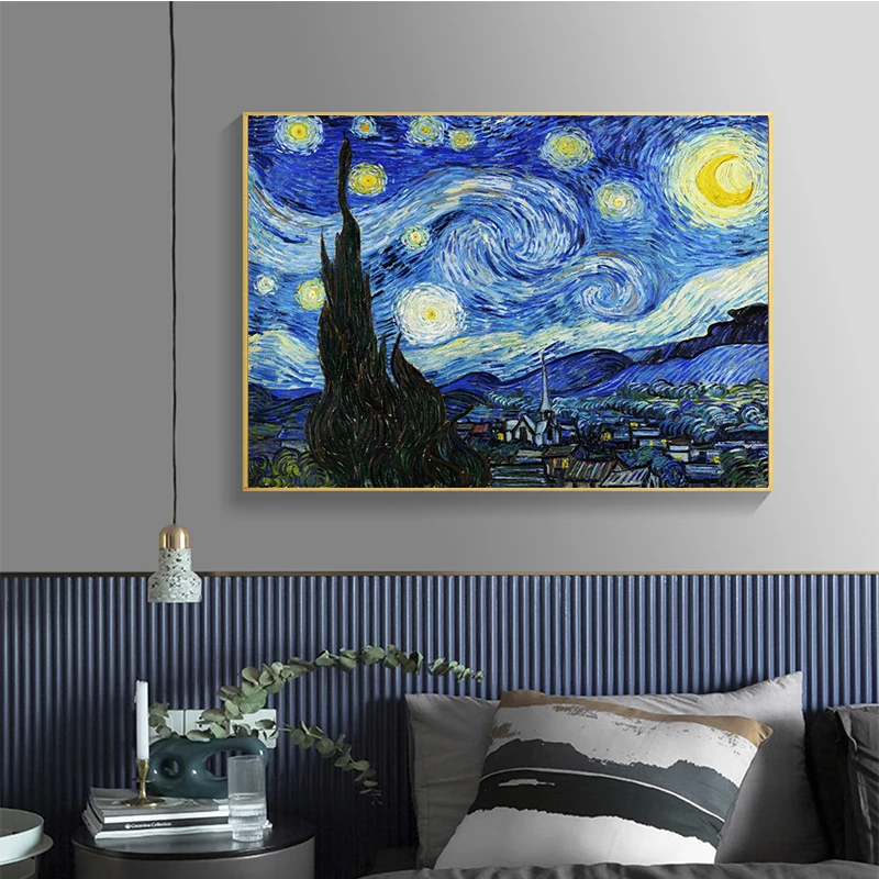 Звездная ночь лунный свет Ван Гог известный художник импрессионизм живопись