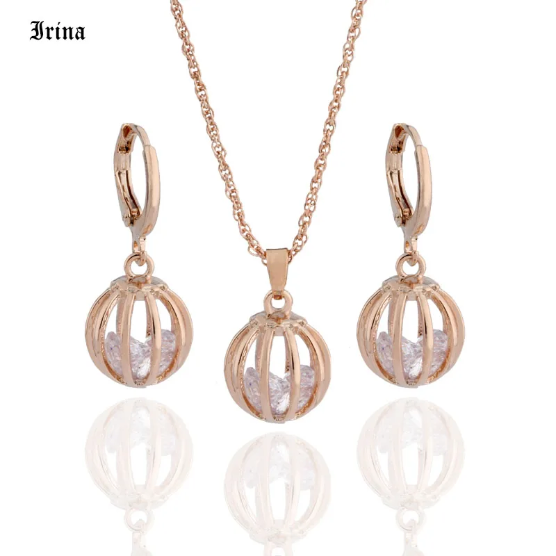 Женский ювелирный комплект из колье и серёг с фианитом|Ювелирные наборы| |