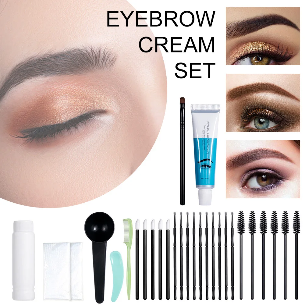 

Eyebrow Tint Dye Kit Eyebrow Eyelash Beard Coloring and Tinting Kit Safe Long-Lasting Eye Brow Eyebrows Color for Men Women