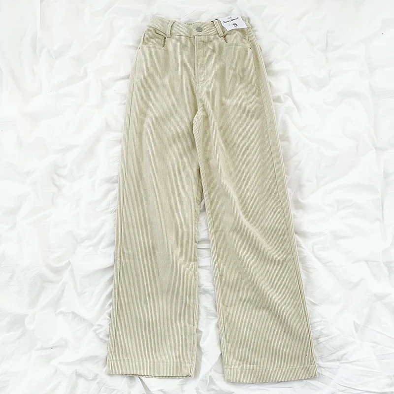

Retro to do the old feeling autumn good wear wick velvet high waist loose thin simple casual hundred straight pants