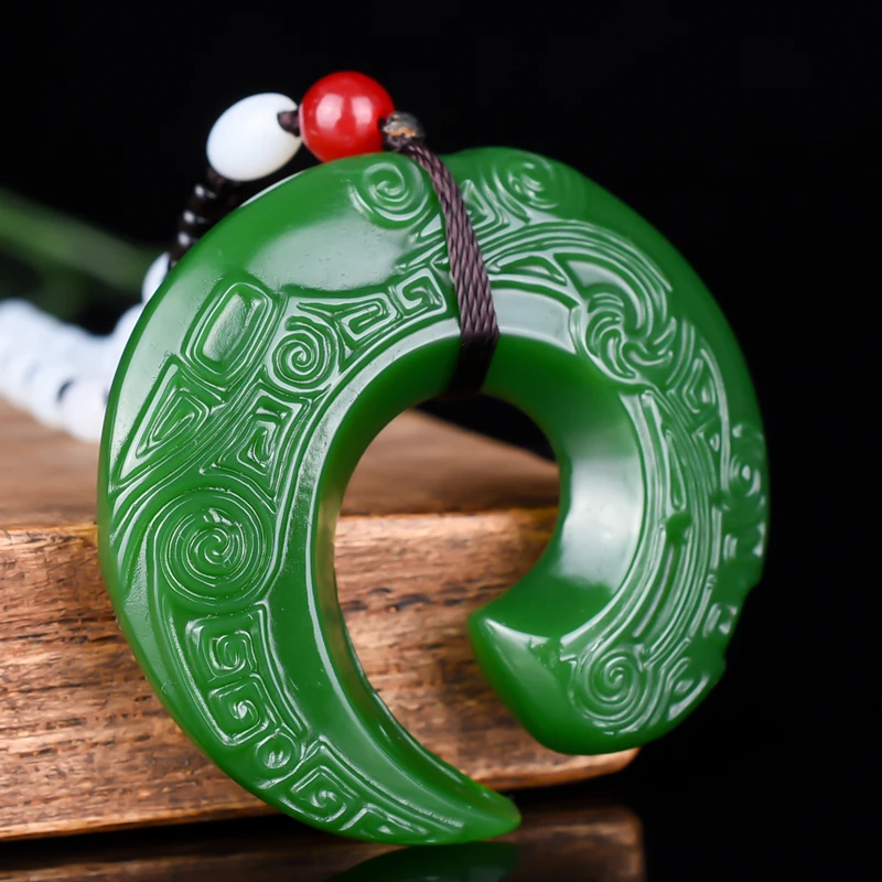 Натуральный белый зеленый китайский нефритовый рун ожерелье из бисера Шарм