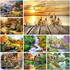 5d алмазная живопись сделай сам, домик с лесной виллой, вышивка крестиком, алмазная вышивка, пейзаж, мозаика, стразы, украшение, подарок