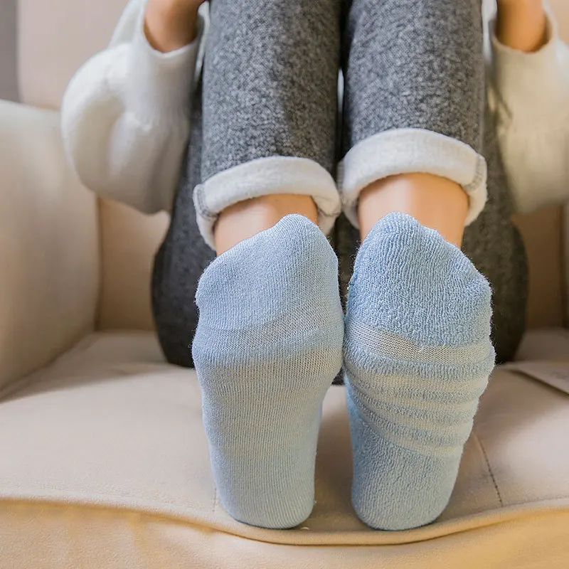 2 пары женские короткие бархатные хлопковые носки-башмачки массажные толстые