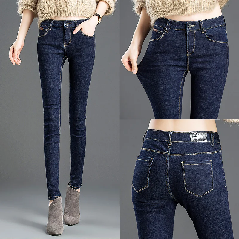 

Street Fashion Mom skinny Jeans For Women Casual Female Elastic Denim Trousers Woman slim waist denim jean straight pencil pants