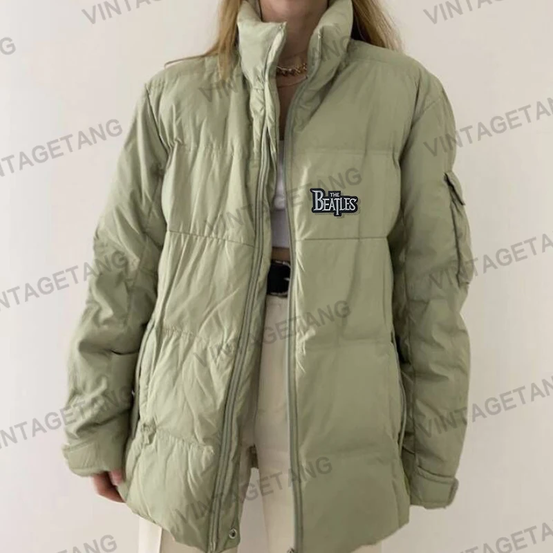 

B-TOTO American Retro Gray Green Loose Cotton Oversize Women's Winter Tide Ins Cotton Coat 2021 New Fashion