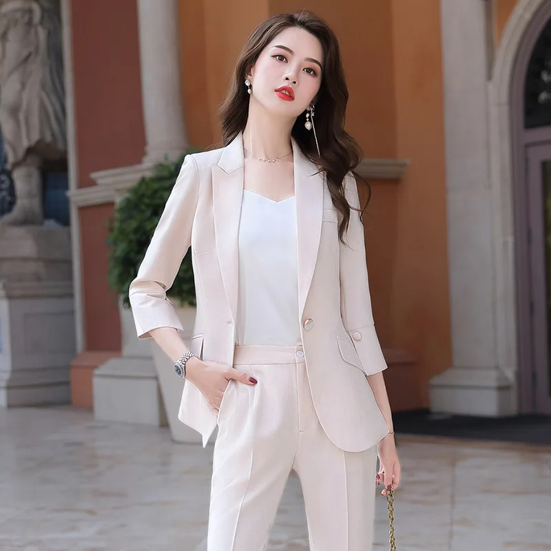Бизнес брючный костюм униформа женский элегантный классический офисный жакет и
