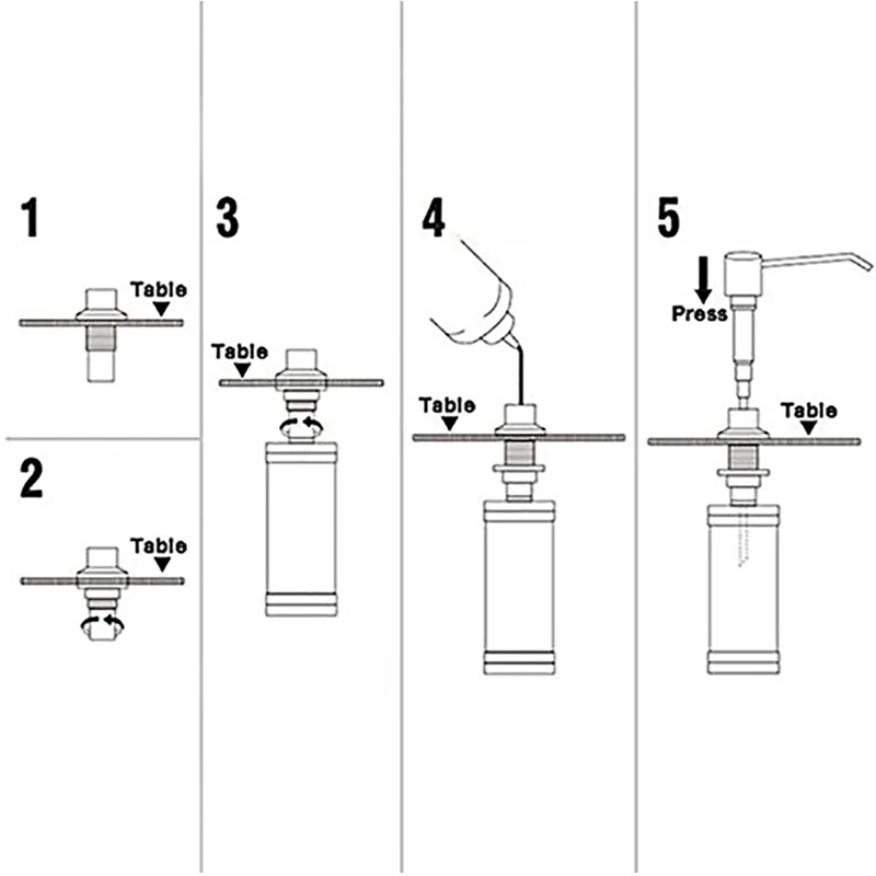 

300Ml Aanrecht Zeepdispenser Zwart Abs Dispenser Wasmiddel Vloeibare Zeep Lotion Dispensers Roestvrij Stalen Kop