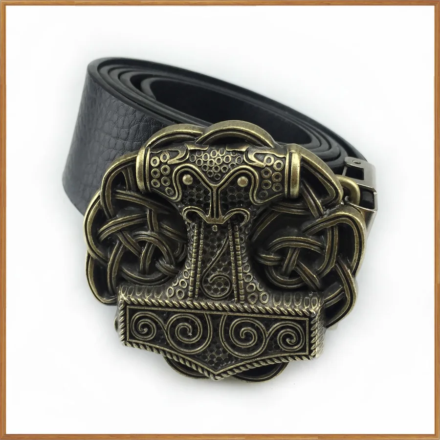 Bucklelub Mjolnir THORSHAMMER викинговый ремень с пряжкой для джинсов подарок музыкальный ремень пряжка FP-03718-1 античная латунь отделка Прямая