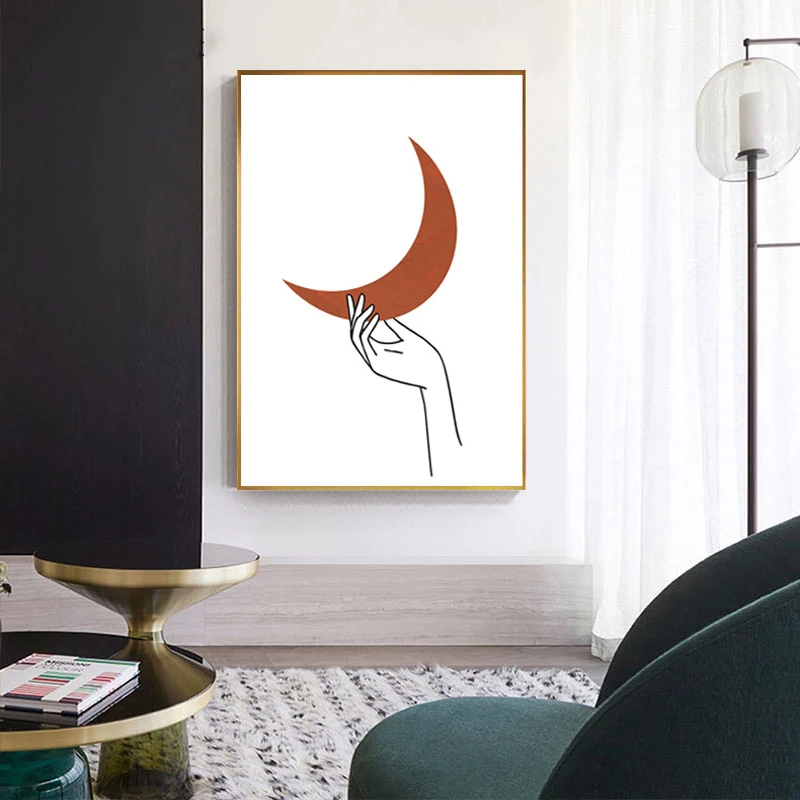 

Nordic Style Line Drawing Posters and Prints Celestial Line Wall Art Sun Moon Stars Wall Pictures for Living Room Home Decor
