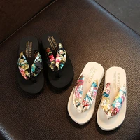 summer children woman girls casual slippers flip flops non slip satin printing candy color parent child vacation beach sandals