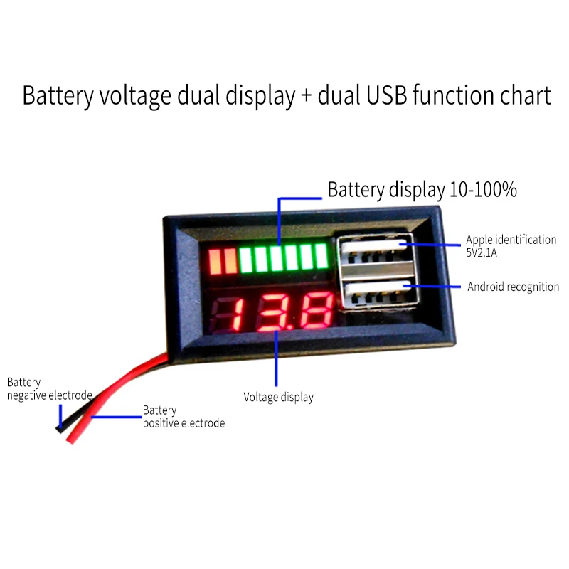Автомобильный понижающий модуль питания с двумя USB портами от 12 В до 5