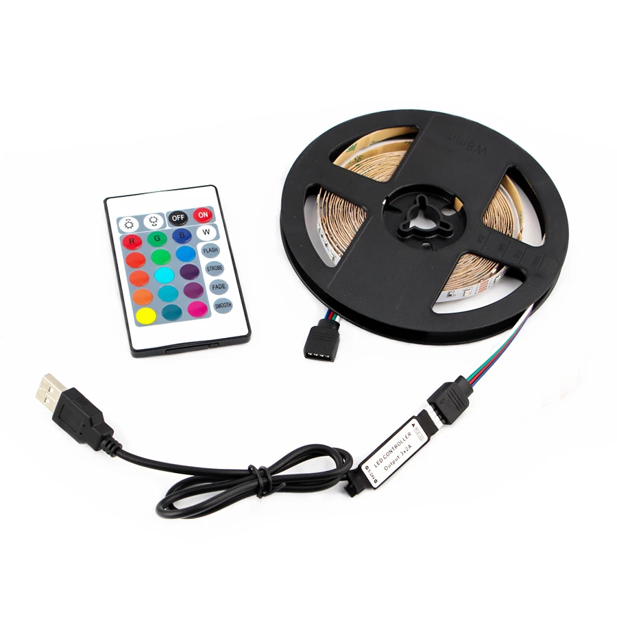 5 в USB Светодиодная лента RGB 2835 ТВ задний светильник 50 см 1 2 3 4 5 м светодиодный светильник с ИК-управлением для настольного ПК лампа лента Диодная лента ТВ