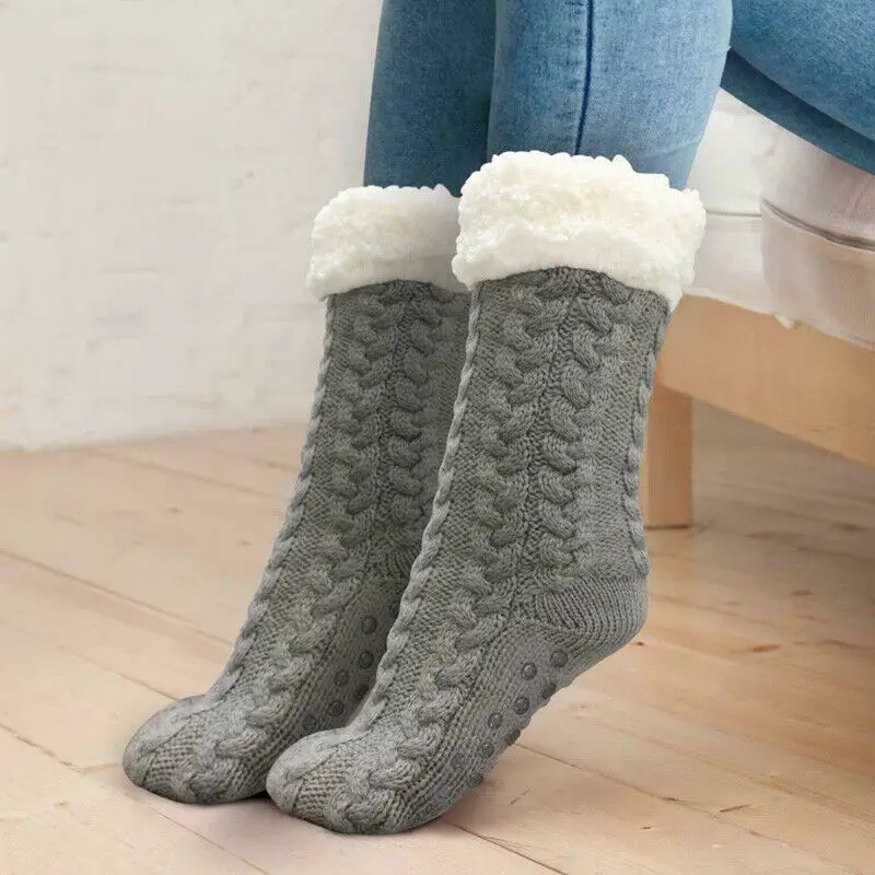 

Hot sale Huggle Slipper Socks Ultra-Plush Casual Home solid Fleece Anti-Slip Grips Winter Warm Socks Harajuku Female Fashion