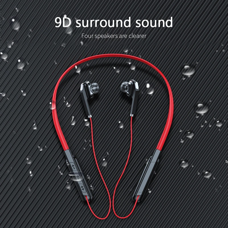 

Q18 Bluetooth-compatible 5.0 Headset Neck Hanging Style Sports Stereo Dual-action Ring Quad-core Four-speaker Headphone New