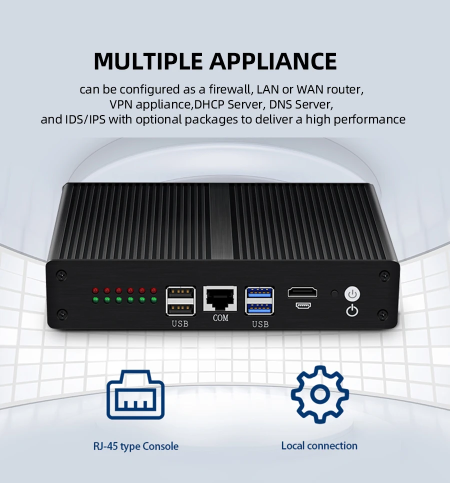 Брандмауэр прибор Intel Core i3 5010U Мини ПК 6x гигабитный Ethernet HDMI Поддержка WiFi 4G LTE Pfsense