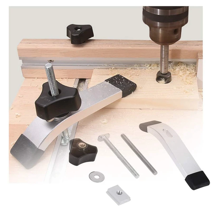 

T Track Clamp Platen Set Metal Quick Acting Hold Down Clamp T-Slot T-Track Clamping Kit Wood Working Tool