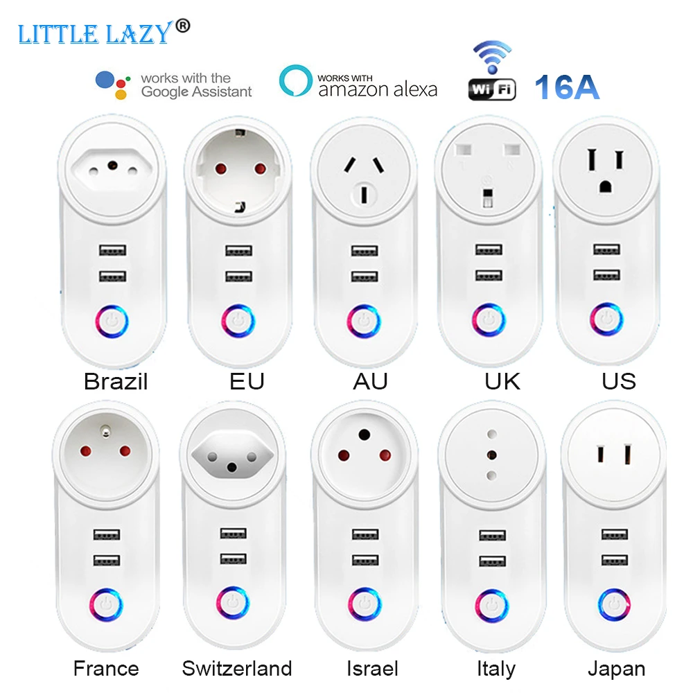 16A Wifi смарт-Разъем EU/US/UK Израиль Бразилии FR заряжающаяся от usb-дисплея подставка