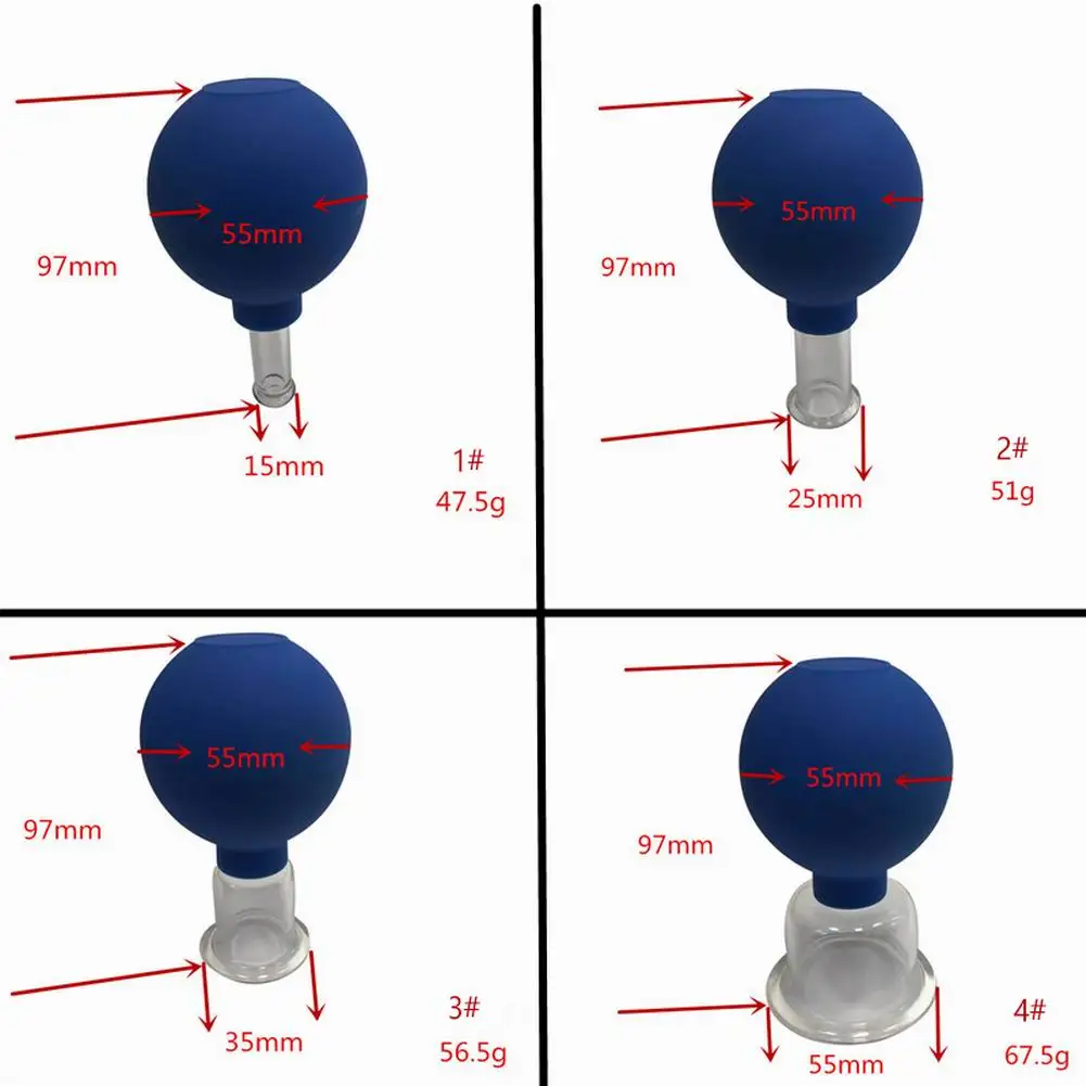 

4Pcs Vacuum Cupping Cups Set PVC Head Glass Suction Body Massage Family Meridian Acupuncture Chinese Medical Therapy Jar