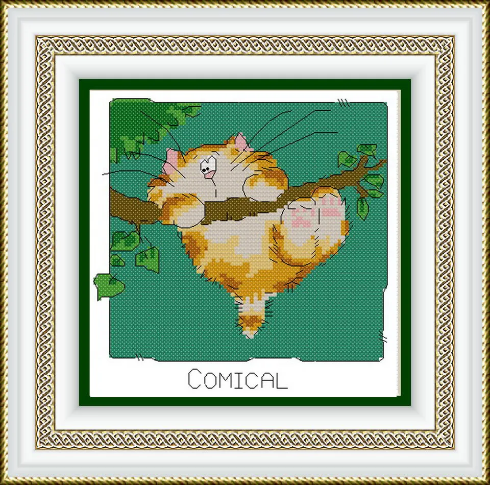 

KTF038 Cross Stitch Kit Cartoon Cat Art Homfun Maison Cross Stich Painting Joy Sunday Christmas Decorations For Home Homefun