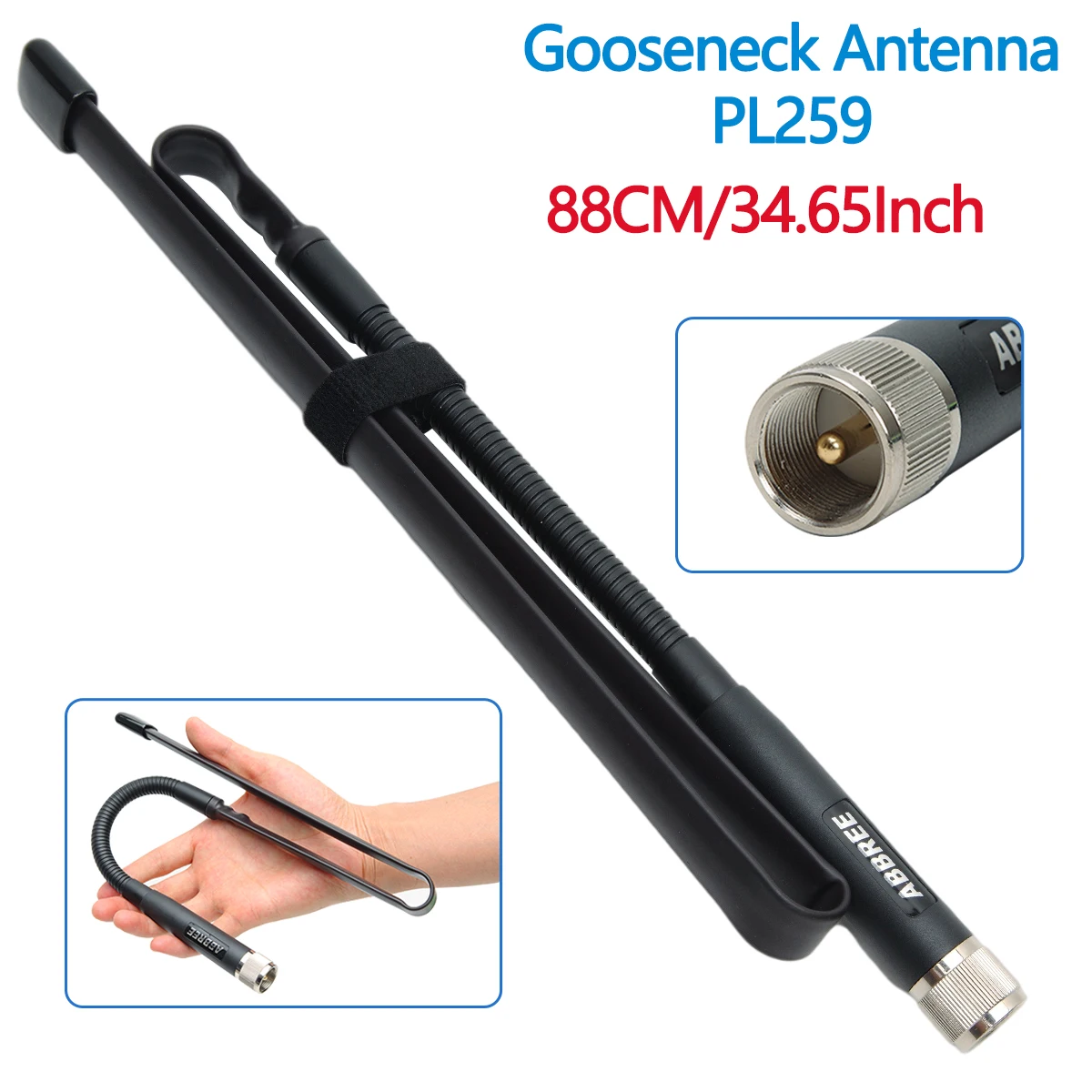 

Тактическая антенна ABBREE PL259 «гусиная шея», СВЧ, УВЧ, складная для TYT QYT KT-8900D 7900D Leixun 898S, портативное радио