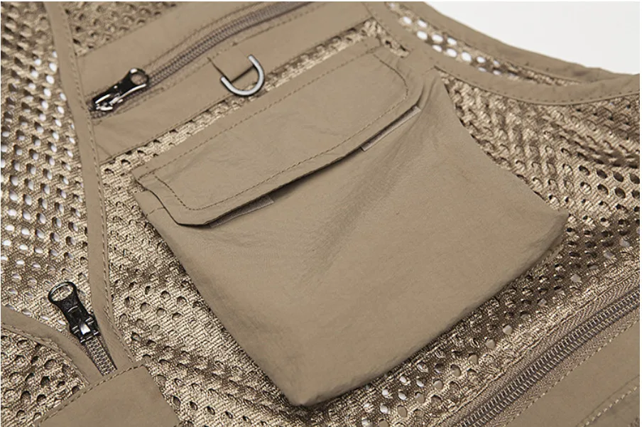 

Unloading Men's Vest Tactical Webbed Gear Coat Summer Photographer Waistcoat Tool Many Pocket Mesh Work Sleeveless Jacket Male