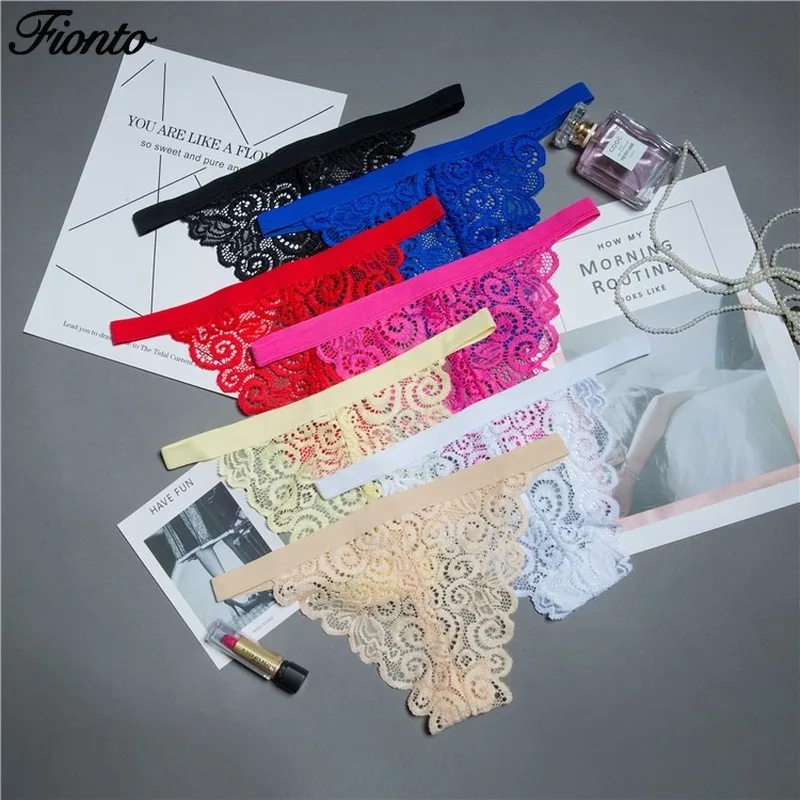 Сексуальные кружевные трусики FIONTO женские стринги с Т образной спинкой женское