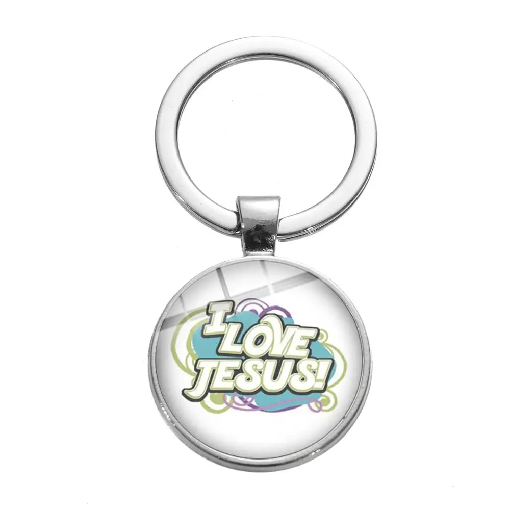 SONGDA рыба с крестом знак Иисуса Брелок-Шарм религиозный Ichthus I Love Jesus Cross Peace glass Photo Dome сувенир-брелок для ключей - Цвет: Style 17