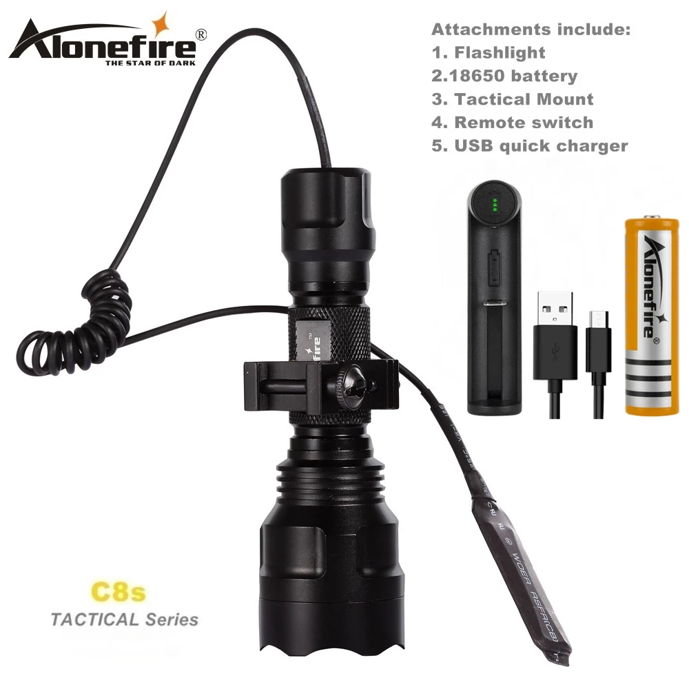 AloneFire C8 CREE XML T6 L2 U3 светодиодный тактический флэш-светильник фонарь 20 мм крепление для страйкбола прицел ружья светильник 18650 батарея - Испускаемый цвет: C8 25DK-C