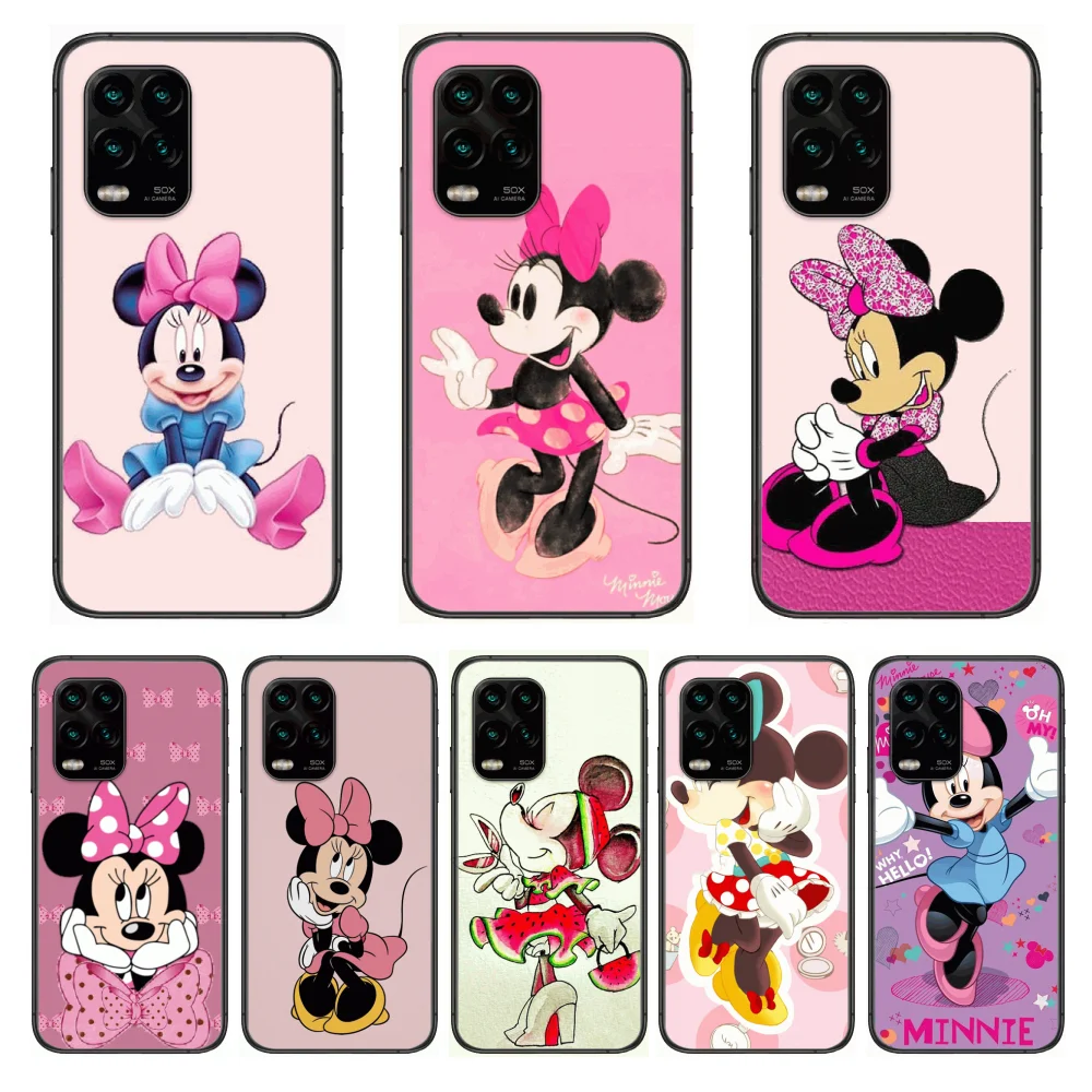 

Phone Mobile Case Disney Cute Minnie Mouse Phone Case For xiaomi Redmi Note 9S 8 7 6 5 A Pro T Anime Black Cover Silicone Back