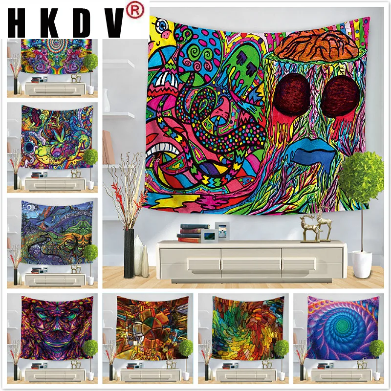 

HKDV Abstract Painting Tapestry Wall Hanging Fabric Mural Background Cloth Wall Rugs Towel Beach Blanket Dorm Living Home Decor