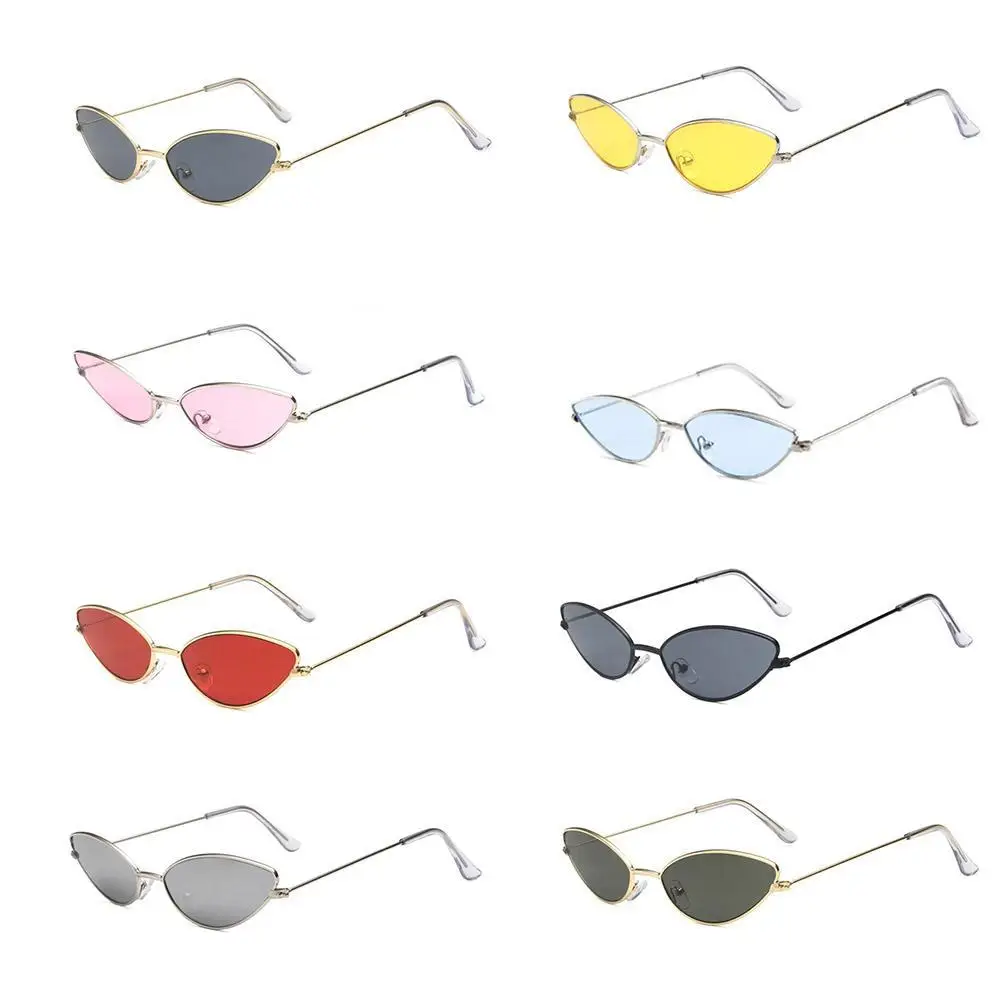 

Fashion Vintage Ladies Cat Eye SunglassesBrand Designer Metal Mirror Gold Sun Glasses Rose Woman For Man Luxury U5I9