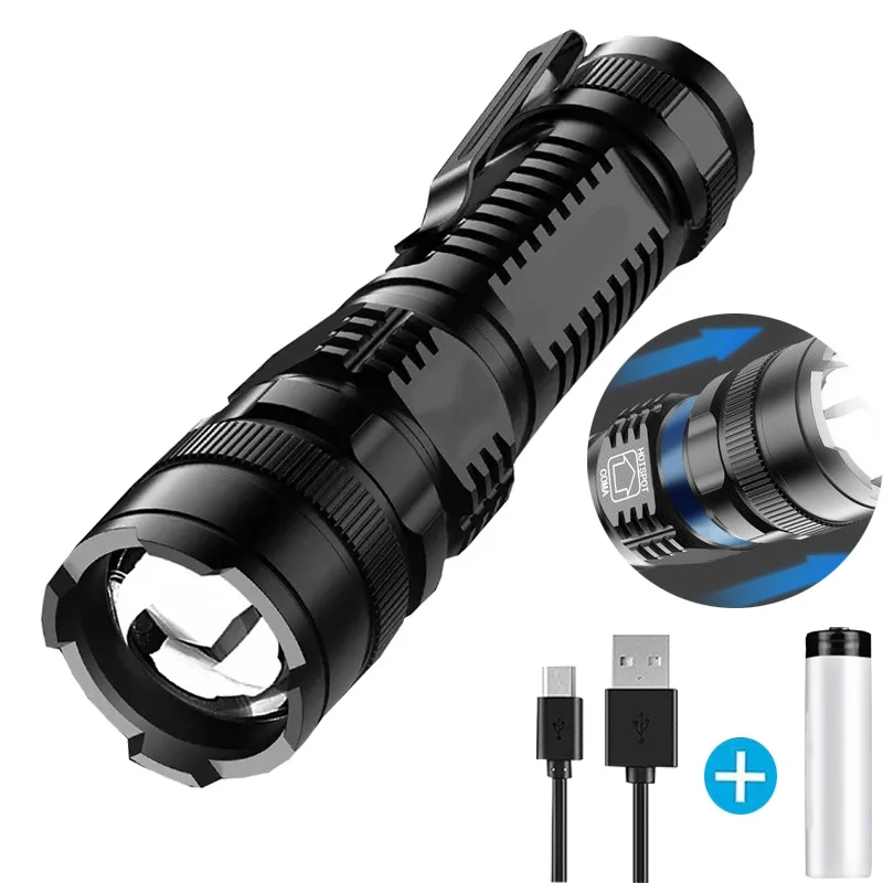 

Powerful Flashlight Mini Zoom Aluminum Ultra Bright Torch Portable USB Rechargeable Led Flashlight Outdoor Camping Lantern Light