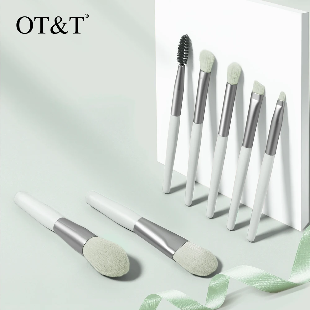 

OT&T Makeup Brushe 7pcs Cosmetic Brushes For Foundation Powder Blusher Eyeshadow Concealer Eyelashe Lip Synthetic Hair Brush