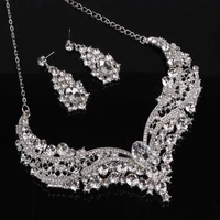 bridal women wedding engagement jewelry sets crystal necklace rhinestone earrings party bridesmaid jewelry